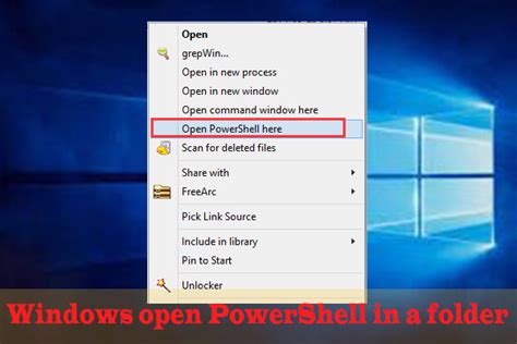 how to open powershell in a folder windows 7
