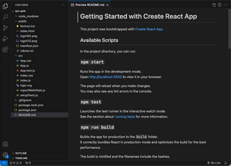 how to open react project in visual studio code from cmd