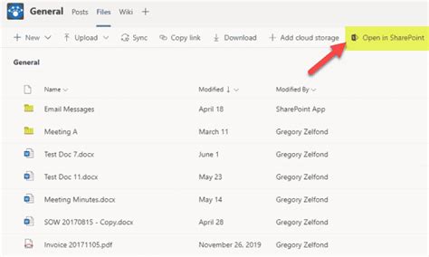 how to open sharepoint folder in teams
