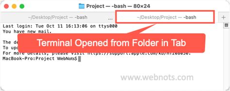 how to open terminal in project folder