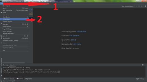 how to open terminal in pycharm