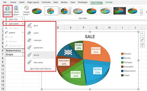 how to organize pie chart in excel