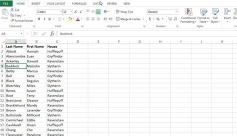 how to organize words in excel