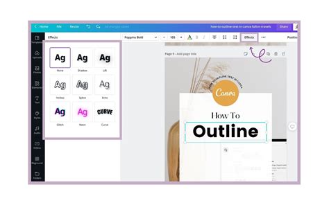 how to outline text in canva app