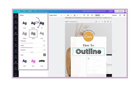 how to outline text in canva for printing