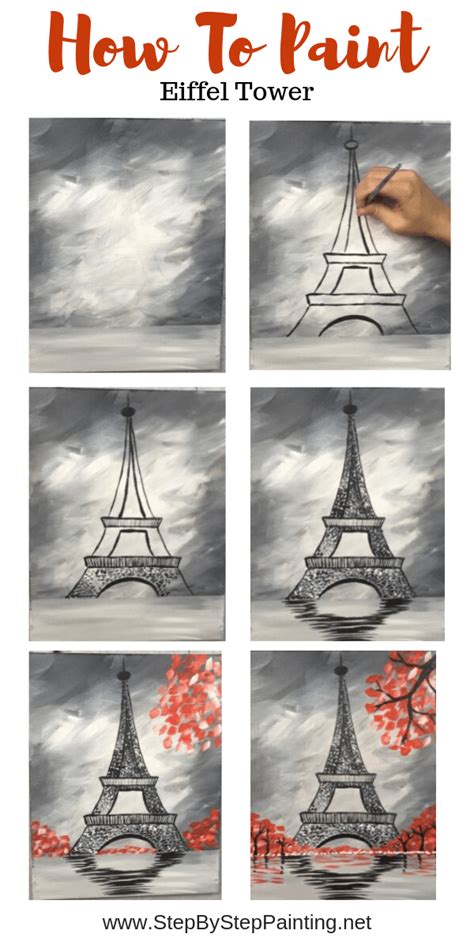how to paint the eiffel tower step by step