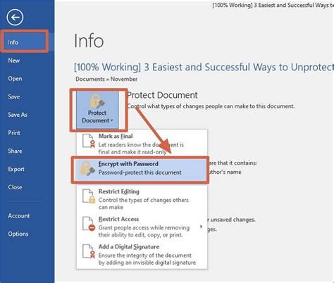 how to password protect a pdf document in word