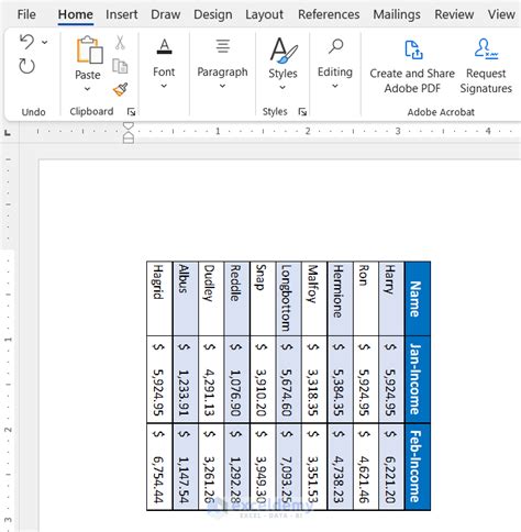 how to paste a table in word in landscape