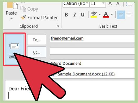 how to paste a word document into an email