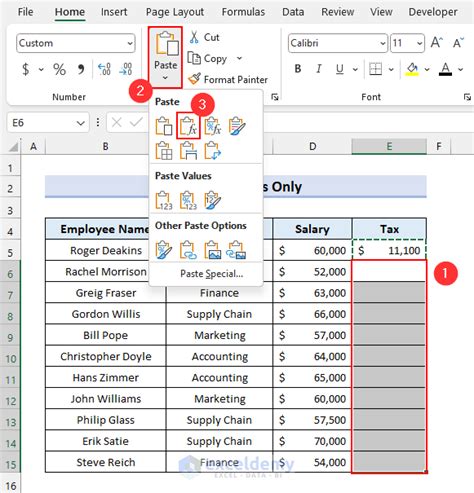 how to paste in excel formula