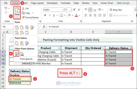 how to paste into filtered data in excel