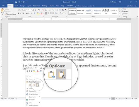 how to paste text only in microsoft word
