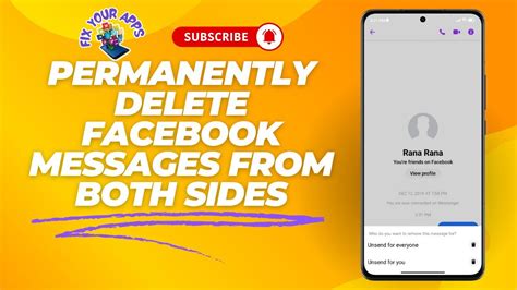 how to permanently delete facebook messages from both sides after 10 minutes