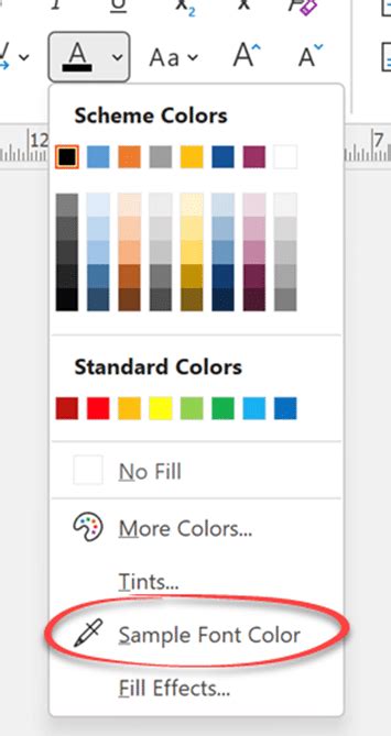how to pick a color from an image in word
