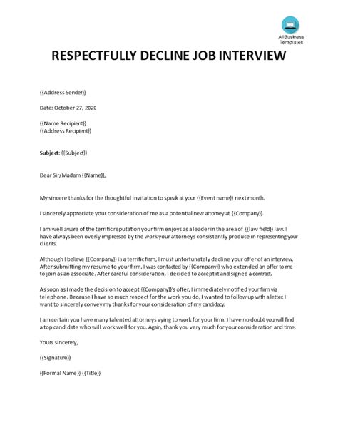 how to politely decline an interview after accepting