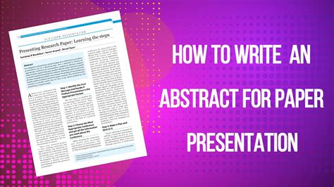 how to prepare abstract for paper presentation