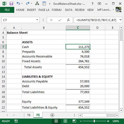 how to prepare balance sheet in excel