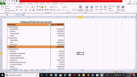 how to prepare p&l account in excel