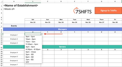 how to prepare shift schedule in excel