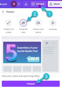 how to present canva presentation on zoom with notes