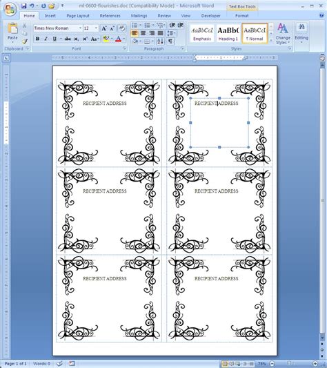 how to print a label template in word