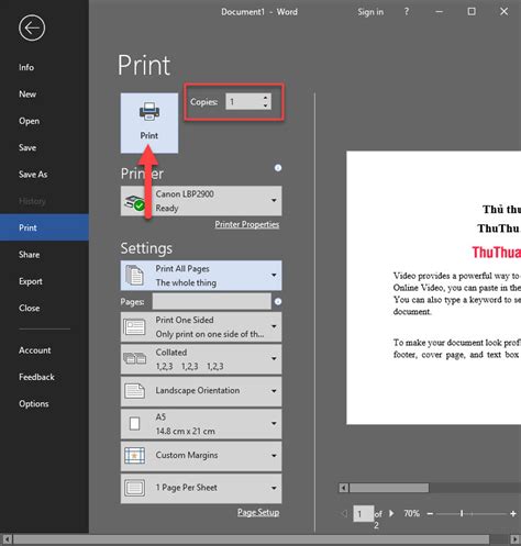 how to print a5 size in word