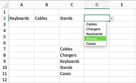 how to print all options in drop down list in excel