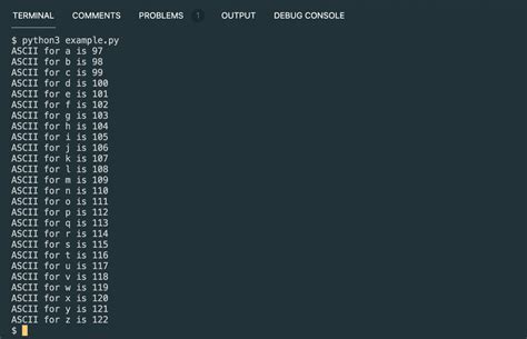 how to print ascii values in python