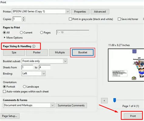 how to print booklet in pdf microsoft edge
