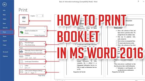 how to print booklet in word document