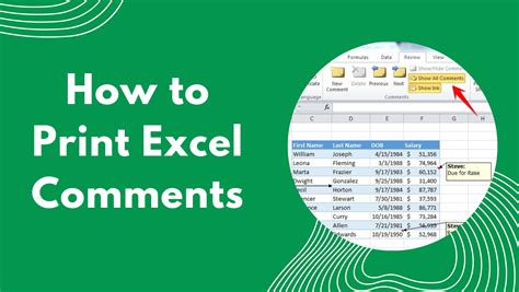 how to print excel comments in pdf