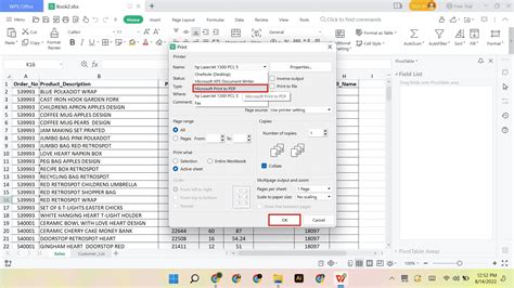 how to print excel in pdf