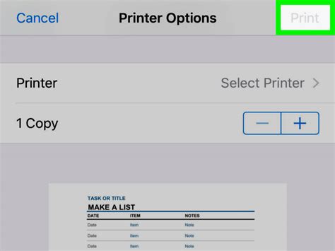 how to print excel spreadsheet on ipad