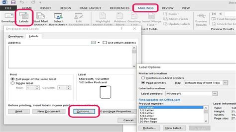 how to print folder labels in word