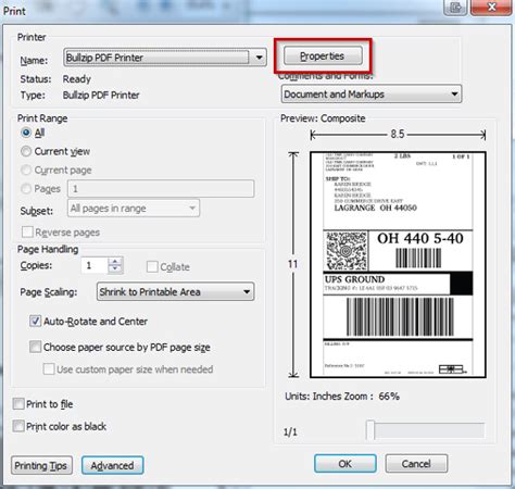 how to print label in smaller size