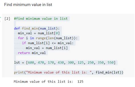 how to print min value in list python