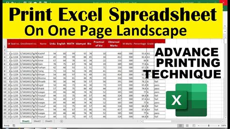 how to print one page landscape in excel