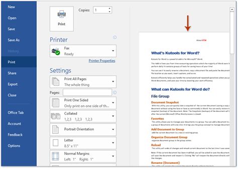 how to print outline view in word