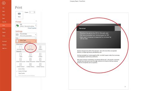 how to print presentation with notes powerpoint