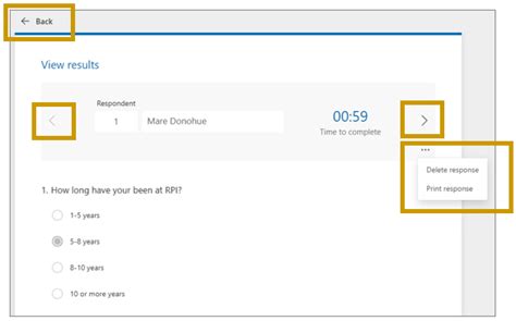 how to print results from microsoft forms