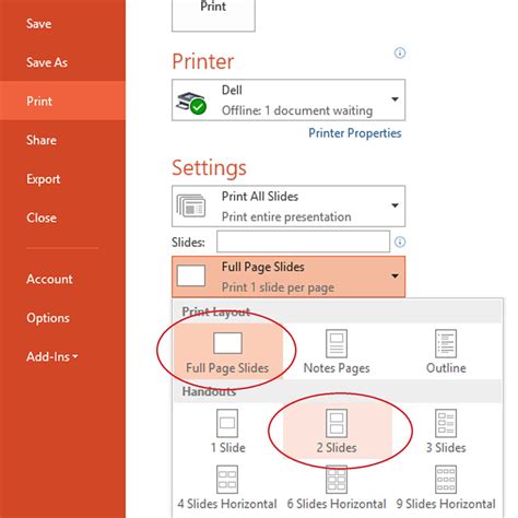 how to print slides landscape powerpoint