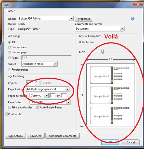 how to print slides with notes from pdf