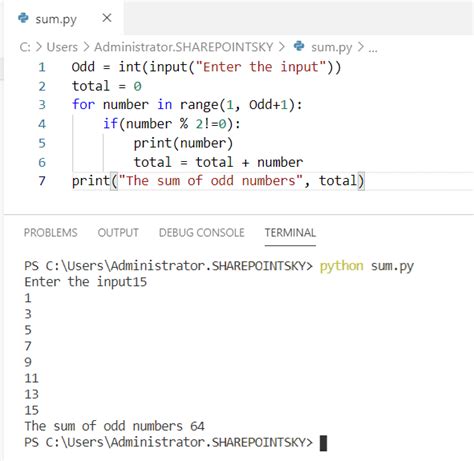 how to print sum of odd numbers in python