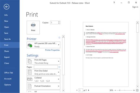 how to print word document with track changes and without comments