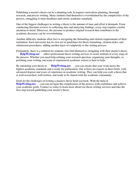how to publish masters dissertation