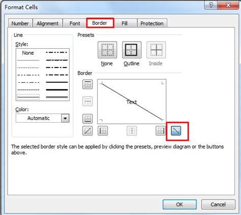 how to put a diagonal line through a cell in word
