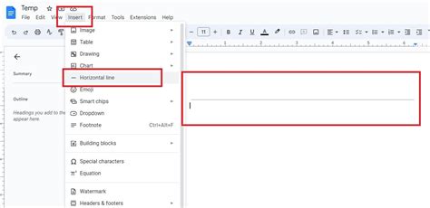how to put a line on google docs