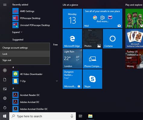how to put a lock on my computer windows 10