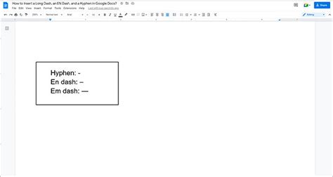 how to put a long dash in google docs