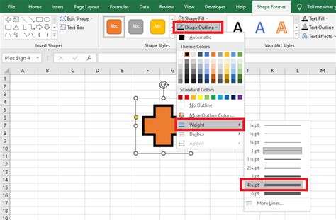 how to put a shape in excel